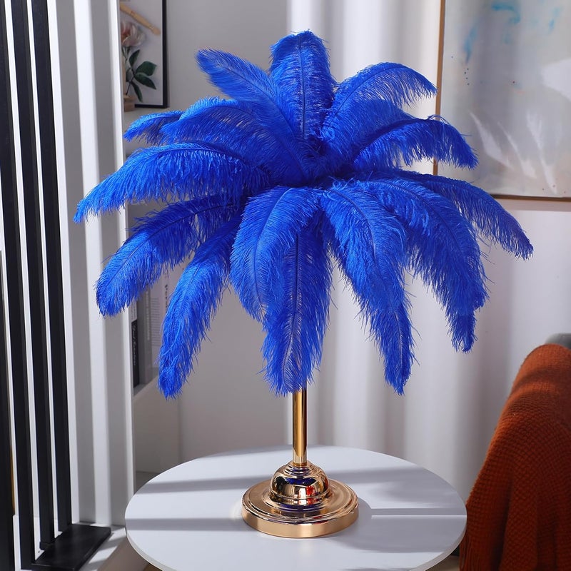 Retrowavy Store 50 Pcs 14-16 Inches Large Natural Ostrich Feathers Bulk for Centerpieces for Wedding Party Centerpieces Home Decoration Flower Arrangement (Royal Blue) - Image 3